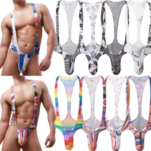 Sexy Hombres Estampado Jockstrap Body Tanga Ropa Interior Lucha Singlet Body Shapers - Imagen 1 de 36