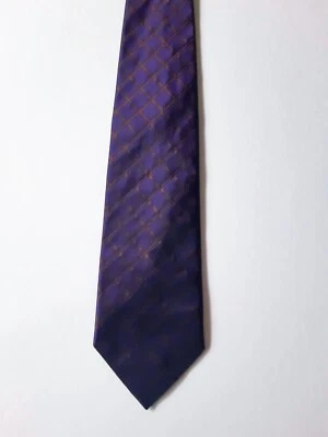 Corbata CHARLES JOURDAN a cuadros púrpura 100% seda (usada) muy buen estado Foto 1 de 3