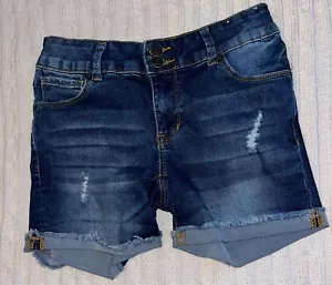Girls' Mudd 5-pocket Denim Shorts Adjustable Waist Size 14 EUC Spring Summer - Picture 1 of 6