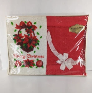 Vintage Lila Lou Creation Christmas Guest Towels Poinsettia White Red - Picture 1 of 8