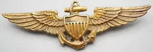 WWII 1943 Navy - USMC Aviator Pilot 2 3/4 Inch Wings Badge by Imperial H&H - Picture 1 of 5