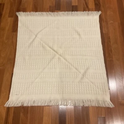"Manta de colección Pendleton de lana marfil con flecos de gofre con flecos 42"" X 48""" Foto 1 de 4