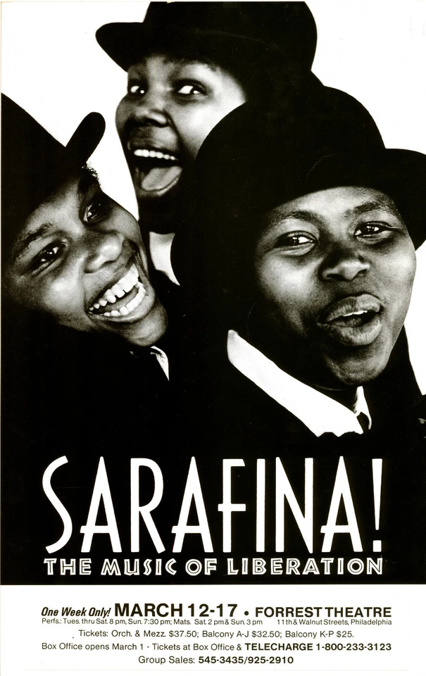  Sarafina  Window Card Musical Theater 18"x12"  - Image 1 of 1