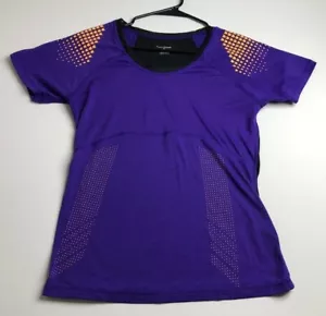 Reebok Activewear Top Women's Medium M Purple Yellow Short Sleeves Cross fit Gym - Picture 1 of 5