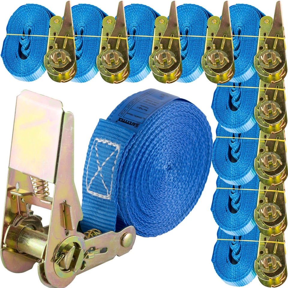 Spanngurt einteilig 4m - 6m lang 25mm breit 800 Kg daN Blau Zurrgurte Spanngurte - Bild 1 von 4