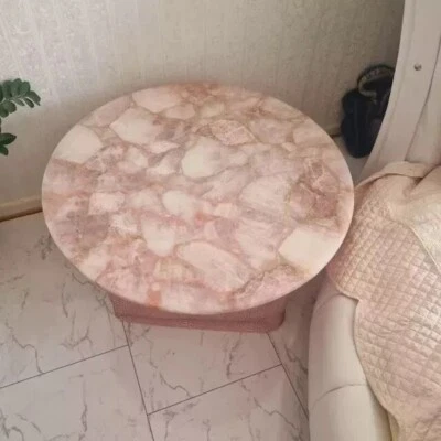 12"x12" Elegance Rose Quartz Coffee Table Top Corner Bedside Interior Home Decor - Image 1 of 4