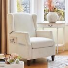Wingback Pushback Recliner Chair with Storage Pocket, Upholstered Fabric