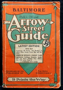 1947 Baltimore Polks offizieller Pfeil Straßenführer mit Karte - Bild 1 von 3