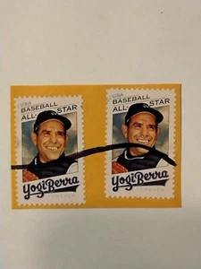 YOGI BERRA 2021 USA STAMP PAIR USED ON PIECE SCOTT #5608 - Picture 1 of 1