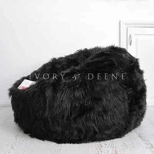 New Ivory & Deene Fur Beanbag Cover Range Black Lush Soft Bean Bag Larger Size - Picture 1 of 4
