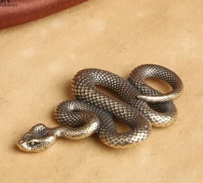 Estatua de animal serpiente de latón pequeña escultura estatuilla de mesa decoración del hogar regalos Foto 1 de 4