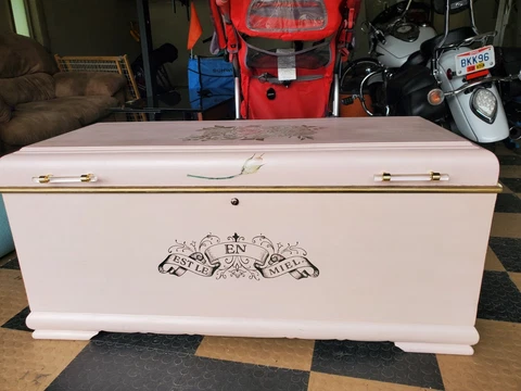 EXCELLENT Antique Cedar Chest Trunk "repurposed" Cover