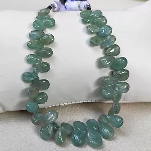 Piedras preciosas de cianita color aguamarina tamaño 7x5 a 10x8 mm cuentas lisas en forma de pera hilo de 7" - Imagen 1 de 7