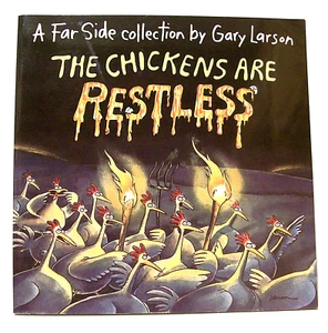"THE CHICKENS ARE RESTLESS" a FAR SIDE COLLECTION by GARY LARSON (1993) Humor - Picture 1 of 2