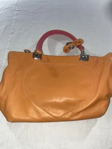 Brighton Jodi Heart Orange Leather Reversible To French Country Handbag Purse - Picture 1 of 3