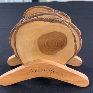 Redcliffe Australia Natural Wood Coasters Set Of 6 w/ Holder Travel Souvenir - Picture 1 of 12