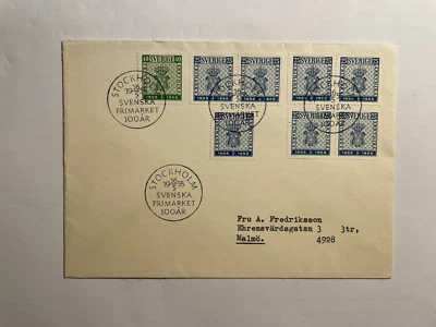 Sweden Stamp on Stamps, Centenary of stamps May 16, 1955 FDC Scott 475,476 - Image 1 of 2