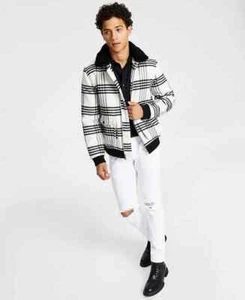 Inc International Concepts Mens Loki Fleece Collar Zip Front Plaid Jacket Sz XS - Picture 1 of 3