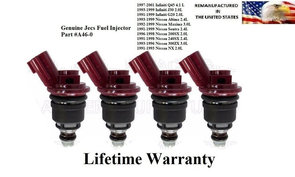 Inyectores de combustible originales Jecs 4X para Infiniti J30 1993-1999 2,0 L Foto 1 de 1
