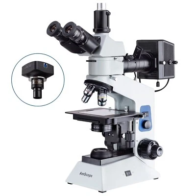 AmScope ME580 Trinocular Metallurgical Compound Microscope 40X-1250X+18MP Camera
