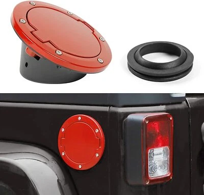 Red Alloy Fuel Filler Door Cover Gas Cap Tank for Jeep Wrangler JK Accessories — 第 1/4 张图片