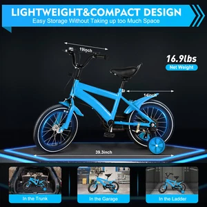 14 Zoll Kinderfahrrad mit Stützrädern für 3-4 Jahre Jungen Classic Bike Blau NEU - Bild 1 von 9