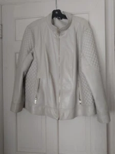 Chaqueta acolchada de cuero tostado Roz & Ali forrada con cremallera talla 2x - Imagen 1 de 4