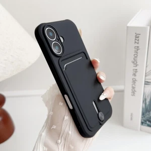 For iPhone 16 15 Pro Max 14 13 12 11 ShockProof Card Slot Silicone Case Cover - Picture 1 of 18