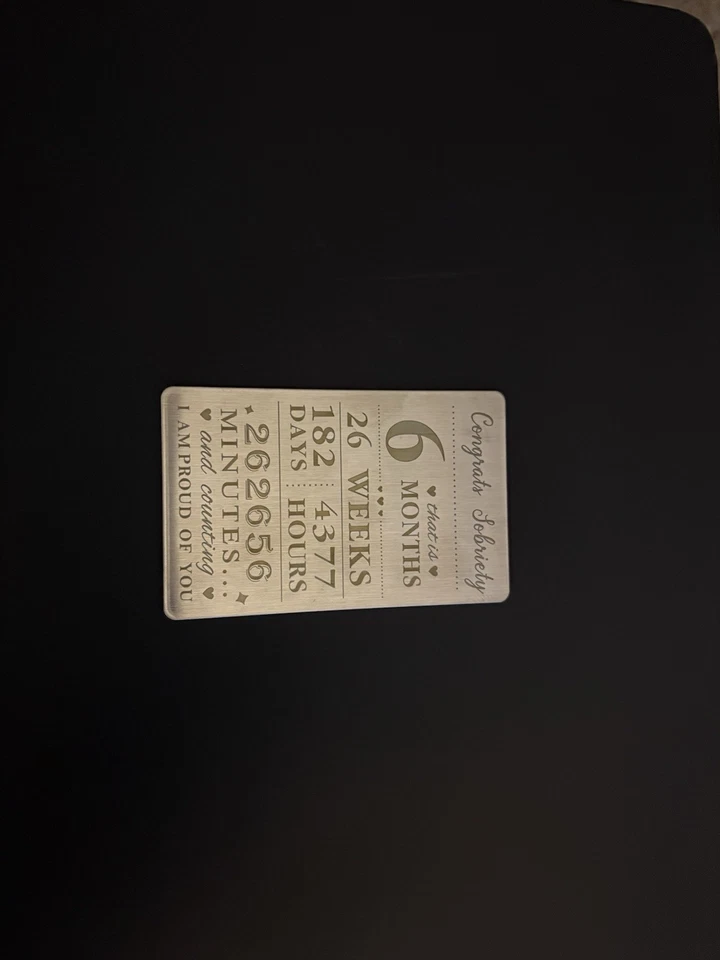 6 Months Congratulations Sobriety Metal Card - Image 1 of 1