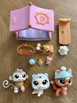 Littlest Pet Shop Día Nieve Naranja Zorro Gris Mono Amarillo Sello 1028 1029 1030 Foto 1 de 4