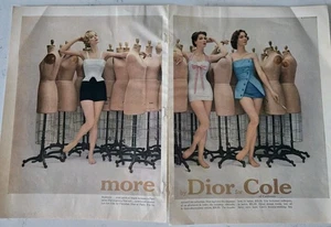 1957 Damen Dior for Cole of California Badeanzüge Jean Patchett Vintage 2pg Ad  - Bild 1 von 1