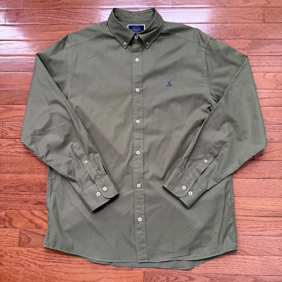 Camisa para hombre Charles Tyrwhitt verde oliva L calce clásico abotonada manga larga Foto 1 de 4