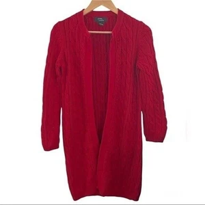 Women's Open Front Cable Knit Cardigan Sweater Sz Small Classic Scarlet Cherry - Picture 1 of 4