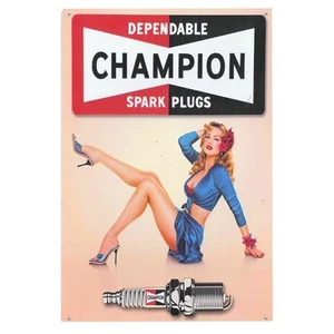 Demon Tweeks Vintage Metal Sign Champion Spark Plugs - Aluminium, Weather-Proof - Picture 1 of 1