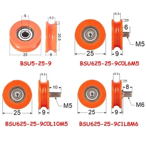 M5 M6 orange U Nut Lager Riemenscheibe Gleitrad eingebettet Führung Nylon 625 - Bild 1 von 5