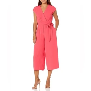 Eliza J Damen Faux Wickel Crop Overall Größe 14 Farbe Hell Koralle Rosa - Bild 1 von 6