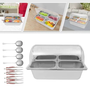 Contenedor para servir alimentos lavabo de frutas abatible de acero inoxidable de 4 rejillas - Imagen 1 de 10