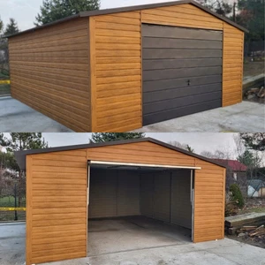 Blechgarage 5x6 m Carport Fertiggarage Holzoptik Kfz Lager Lieferung Montage - Bild 1 von 5