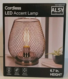 NIB Alsy 6.7" Bronze LED Metal Mesh Lamp | Battery Op | Portable Accent Light - Picture 1 of 3
