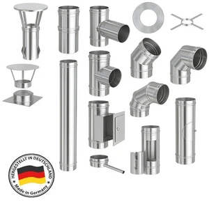 Edelstahl Schornstein Sanierung Abgasrohr Bogen Ofen V4A PREMIUM MADE IN GERMANY - Bild 1 von 28