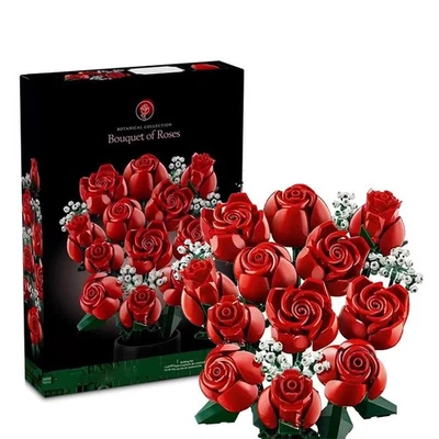 ETERNAL FLOWERS 882 Stück Blumen Bausteine Set Blumenstrauß Bauspielzeug Valentinstag Geschenk