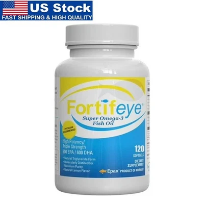 Aceite de pescado Fortifeye Super Omega-3 120 cápsulas blandas suplemento natural EPA DHA EE. UU. Foto 1 de 4