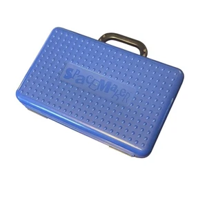 Caja de lápices espaciadores grande vintage azul y negro años 90 11”x7”x3” con mango - Imagen 1 de 5