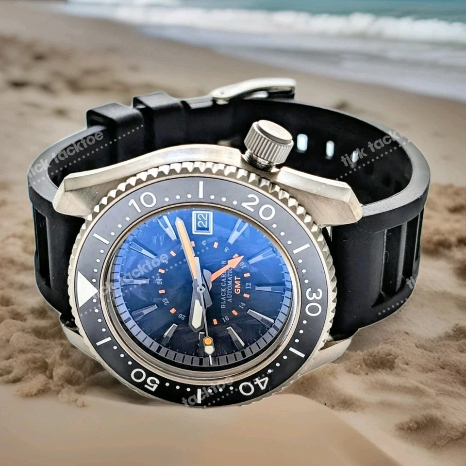 Reloj TITANIO Automático GMT Sub Diver SEA LORD Negro Carbono Mod 43mm ¡ZAFIRO! Foto 1 de 4