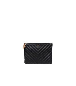 CHANEL Clutch en Cuir Chevron Noir 39766 148492729 - Picture 1 of 9