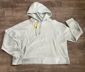 New All In Motion Sweatshirt XXL Hooded Hoodie Crop Cropped Ribbed Teal Blue - Picture 1 of 5