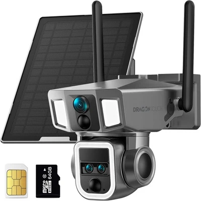 Dragon Touch 4G LTE Cellular Security Camera, 4K Wireless Outdoor Solar grey  - Image 1 of 4