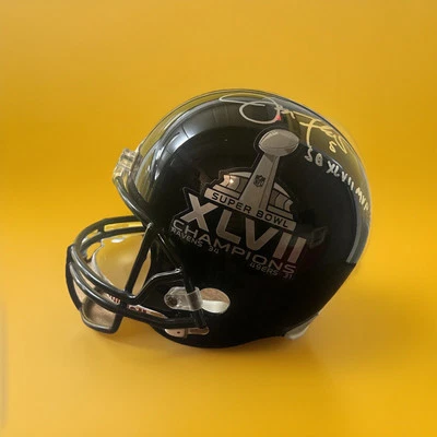 Casco firmado/automático Joe Flacco Super Bowl MVP guión. On Field Rep 🔥💎 Ravens  Foto 1 de 4