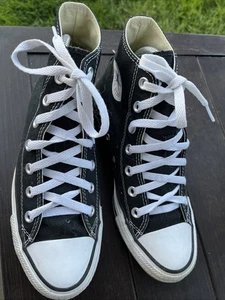 Scarpe Converse All Star donna 8 nere in tela sneakers alte preppy retrò - Foto 1 di 7