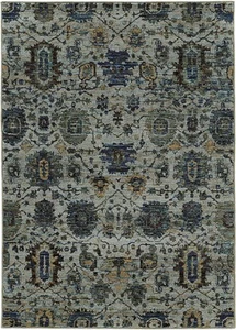 3x5 Sphinx Blue Scrolls Vines Bulbs Floral Area Rug 7120A - Aprx 3' 3" x 5' 2" - Picture 1 of 1